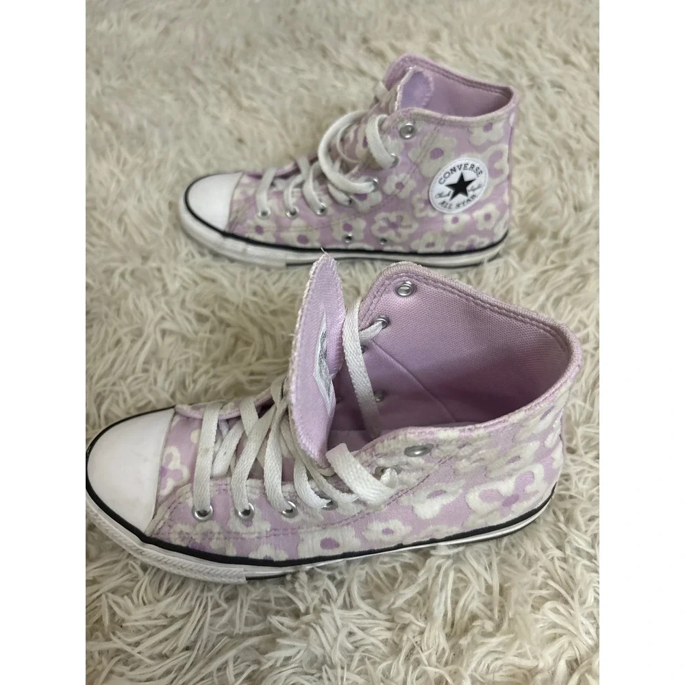 Converse Chuck Taylor All Star High Top Sneakers Lilac‎ Floral Women 5.5 Youth 3